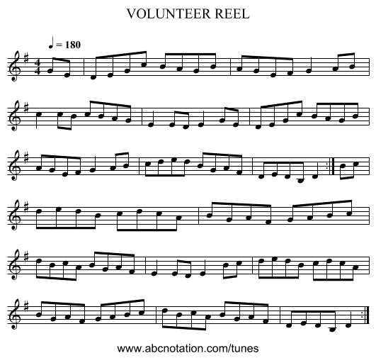 VOLUNTEER REEL - staff notation