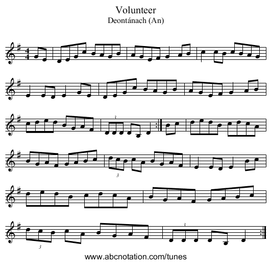 Volunteer - staff notation