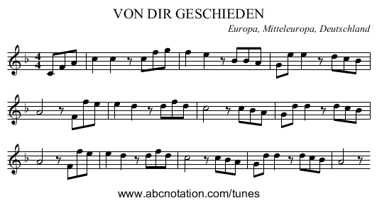 VON DIR GESCHIEDEN - staff notation