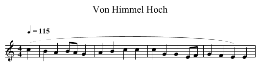 Von Himmel Hoch - staff notation