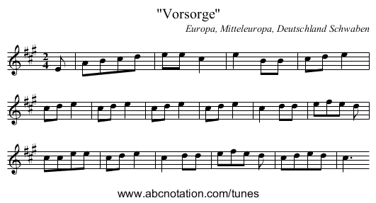 Vorsorge - staff notation