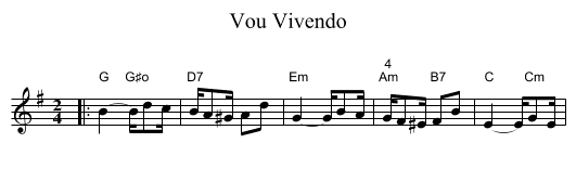 Vou Vivendo - staff notation