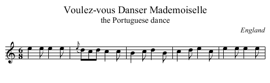 Voulez-vous Danser Mademoiselle - staff notation