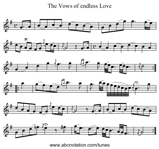 Vows of endless Love, The - staff notation