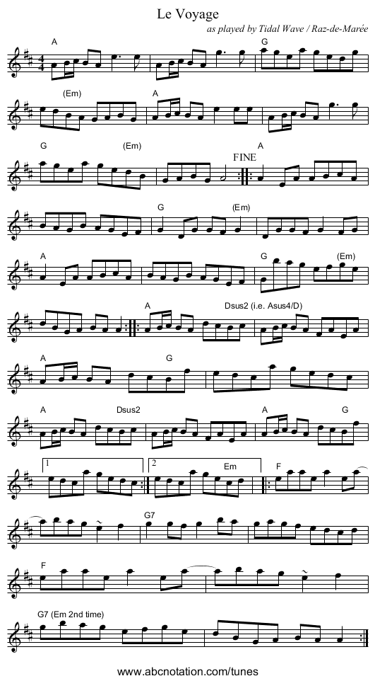 Voyage, Le - staff notation