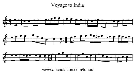 Voyage to India - staff notation