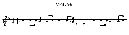 Vrålkåda - staff notation