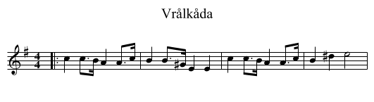 Vrålkåda - staff notation