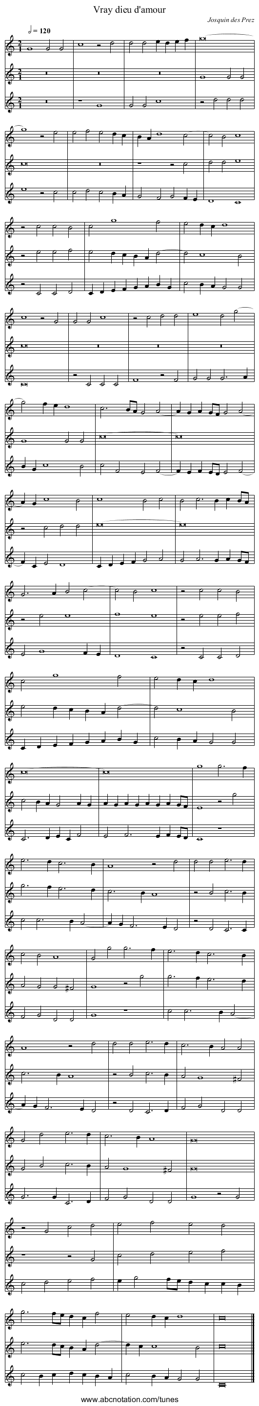 Vray dieu d'amour - staff notation