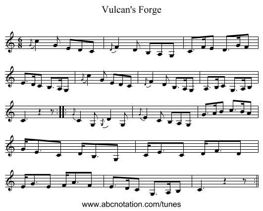 Vulcan's Forge - staff notation