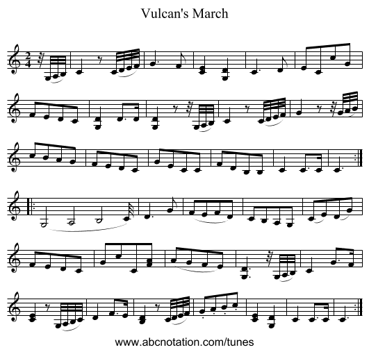 Vulcan's March - staff notation