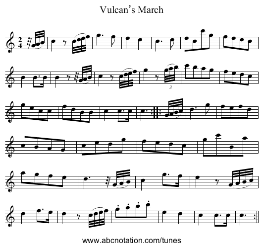 Vulcan’s March - staff notation