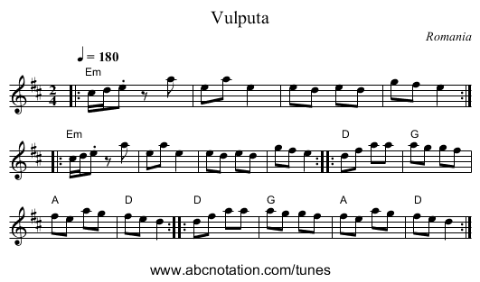 Vulputa - staff notation
