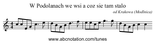 W Podolanach we wsi a coz sie tam stalo - staff notation