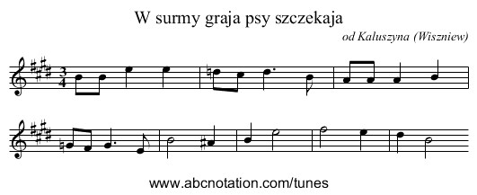 W surmy graja psy szczekaja - staff notation