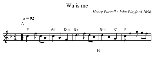 Wa is me - staff notation