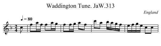 Waddington Tune. JaW.313 - staff notation