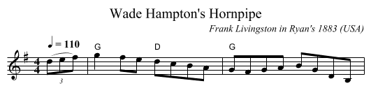 Wade Hampton's Hornpipe - staff notation