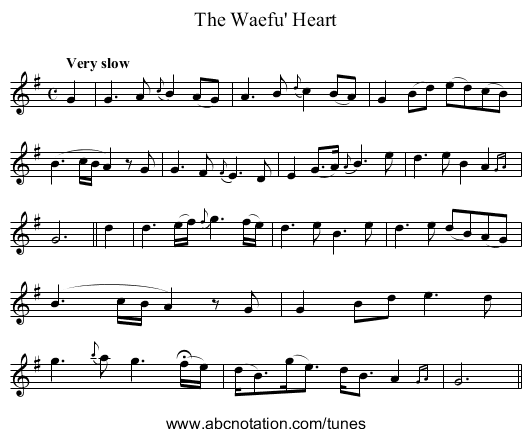 Waefu' Heart, The - staff notation