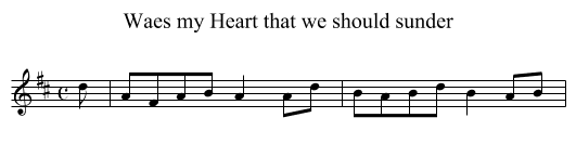 Waes my Heart that we should sunder - staff notation