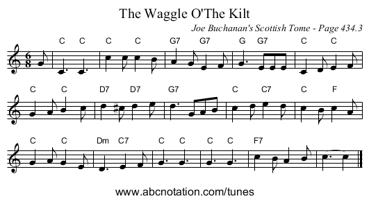 Waggle O'The Kilt, The - staff notation