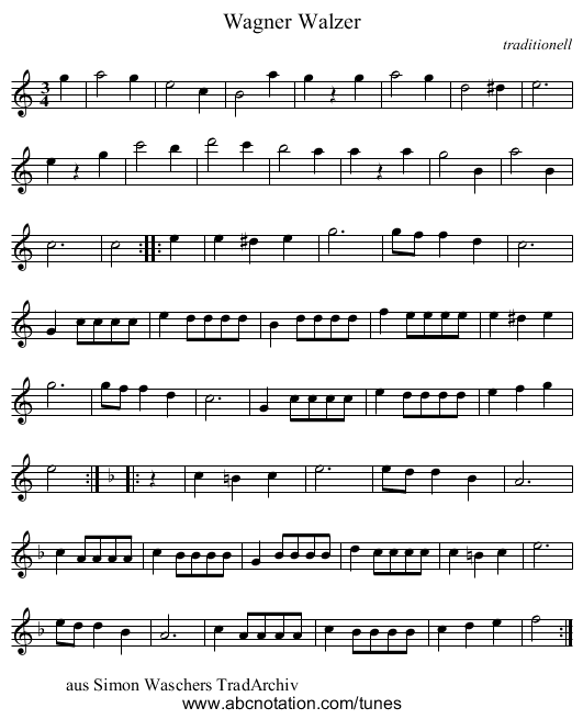 Wagner Walzer - staff notation