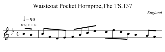 Waistcoat Pocket Hornpipe,The TS.137 - staff notation