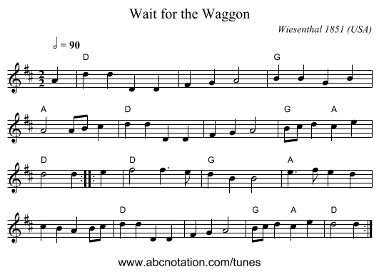 Wait for the Waggon - staff notation