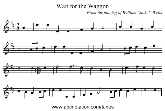 Wait for the Waggon - staff notation