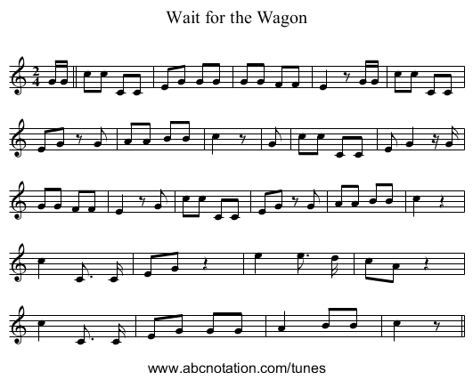Wait for the Wagon - staff notation