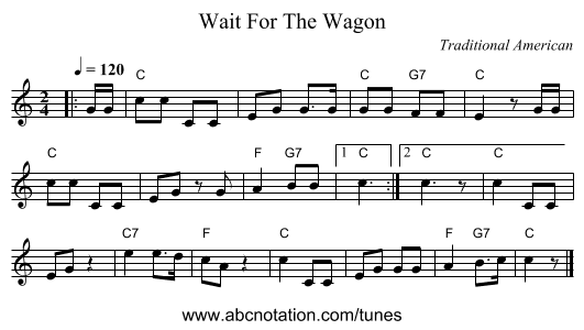 Wait For The Wagon - staff notation