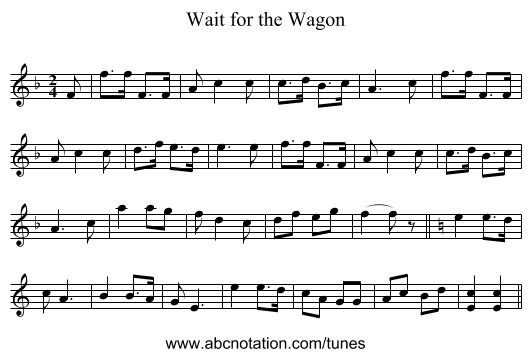Wait for the Wagon - staff notation