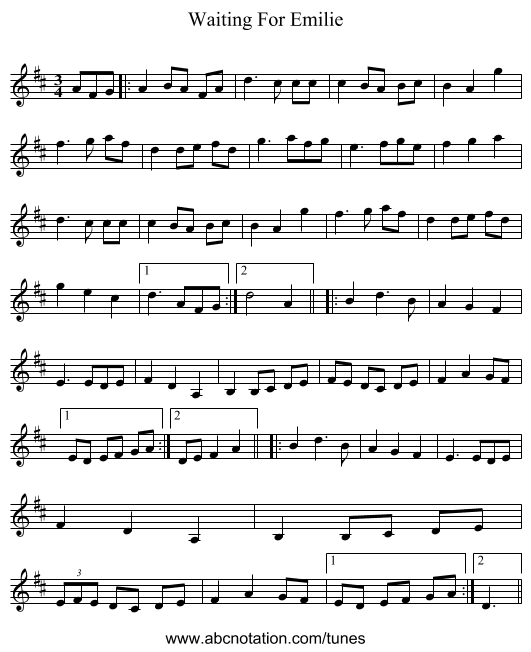 Waiting For Emilie - staff notation