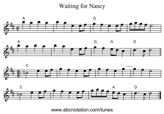 Waiting for Nancy - staff notation