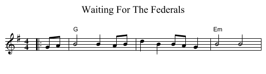 Waiting For The Federals - staff notation