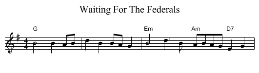 Waiting For The Federals - staff notation