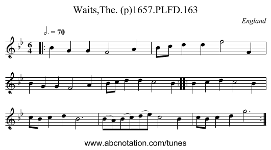 Waits,The. (p)1657.PLFD.163 - staff notation