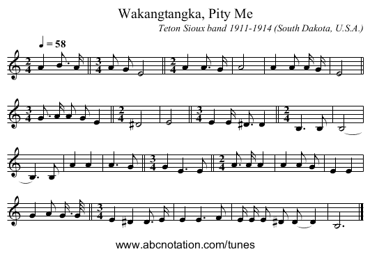 Wakangtangka, Pity Me - staff notation