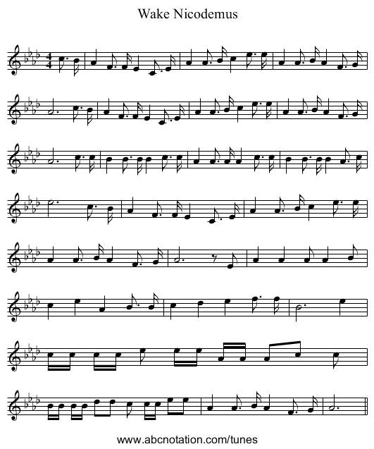 Wake Nicodemus - staff notation