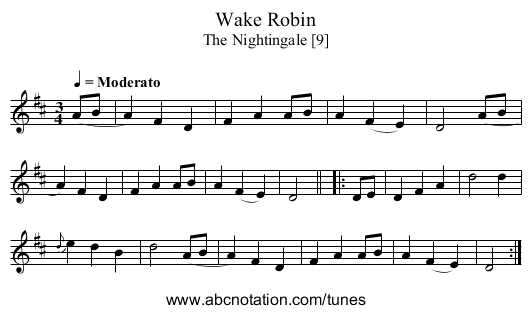 Wake Robin - staff notation