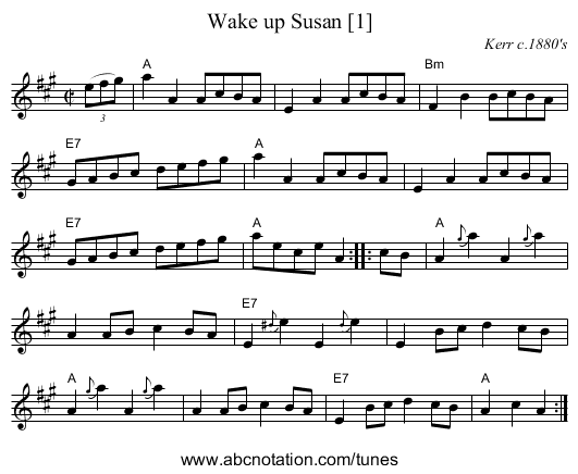 Wake up Susan [1] - staff notation