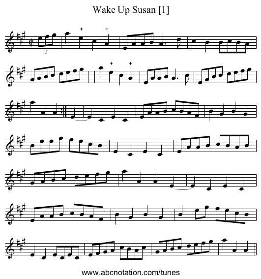 Wake Up Susan [1] - staff notation