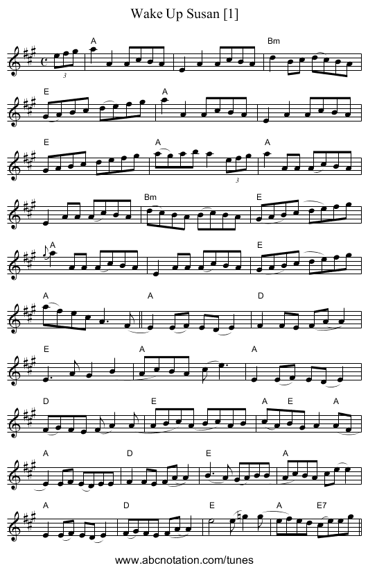 Wake Up Susan [1] - staff notation