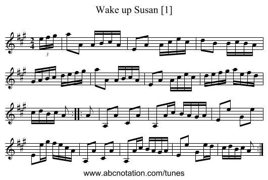 Wake up Susan [1] - staff notation
