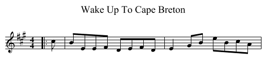 Wake Up To Cape Breton - staff notation
