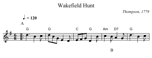 Wakefield Hunt - staff notation