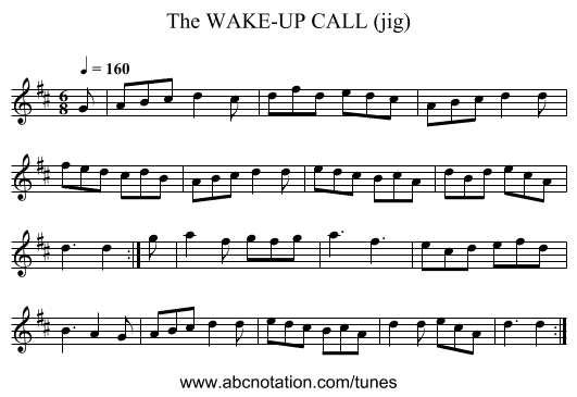 WAKE-UP CALL (jig), The - staff notation