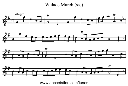 Walace March (sic) - staff notation
