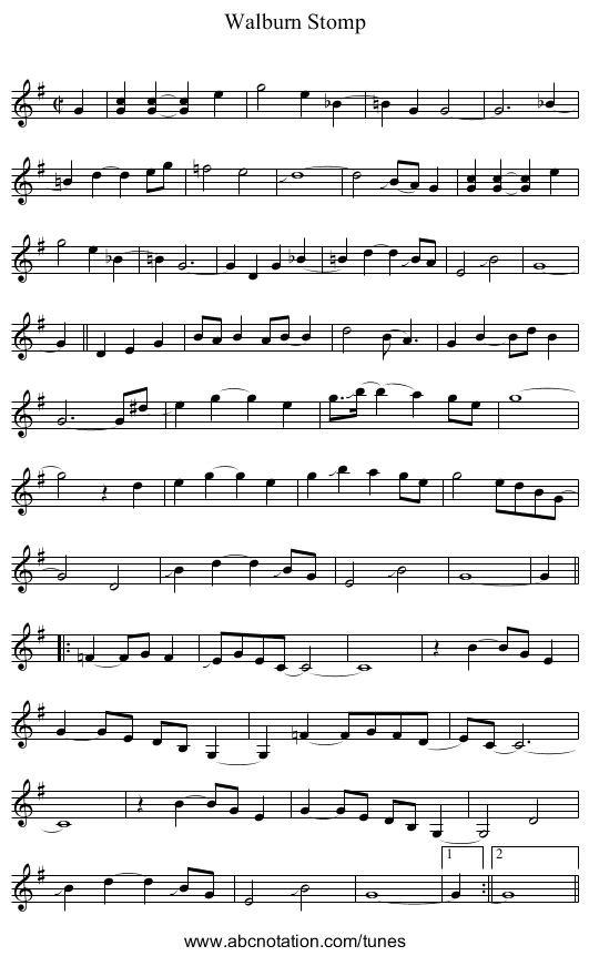 Walburn Stomp - staff notation