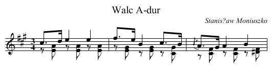 Walc A-dur - staff notation